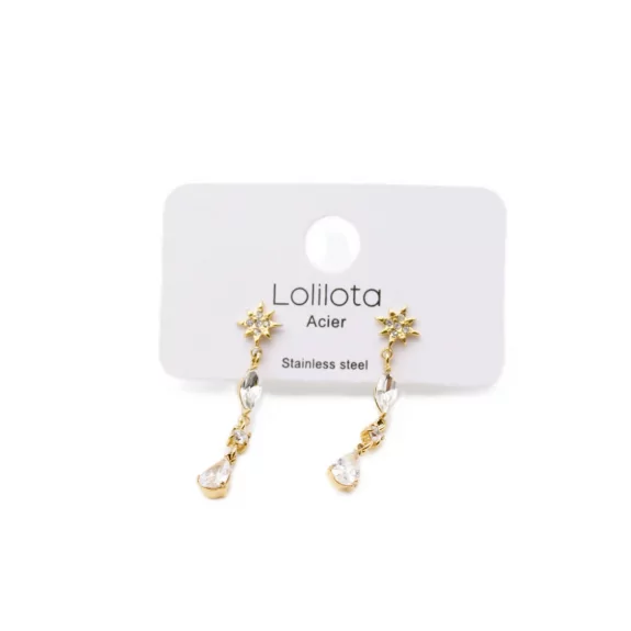 Boucle d'oreille acier - goutte pendante