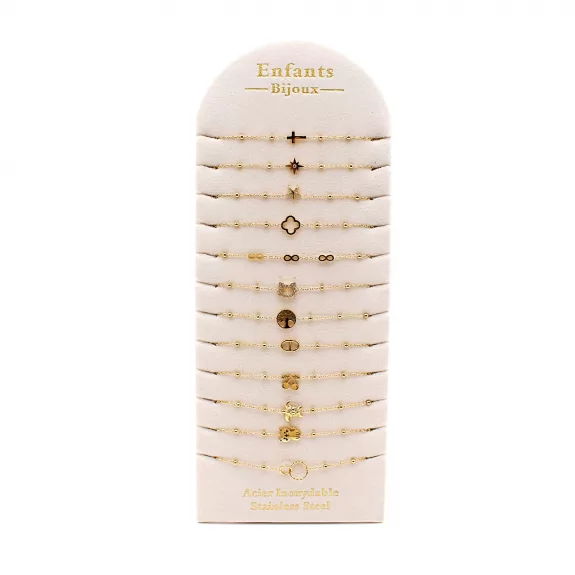 Pack 12 bracelets acier pour enfants