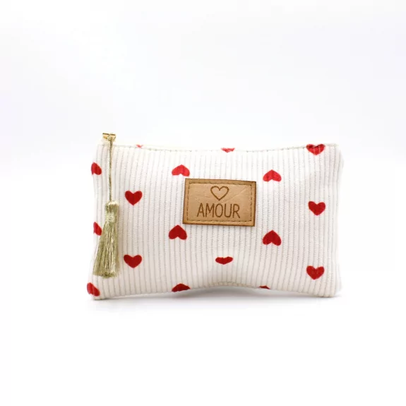Petite pochette côtelée cœur - AMOUR