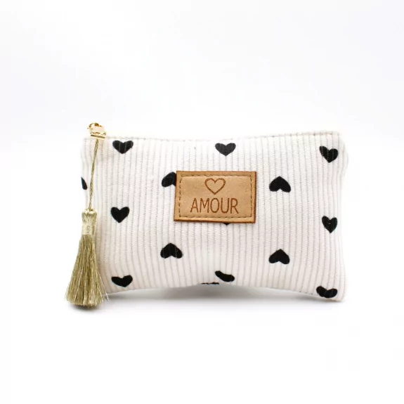 Petite pochette côtelée cœur - AMOUR
