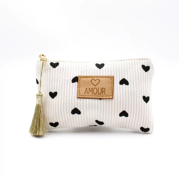 Petite pochette côtelée cœur - AMOUR