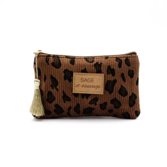 Petite pochette léopard - sage et sauvage