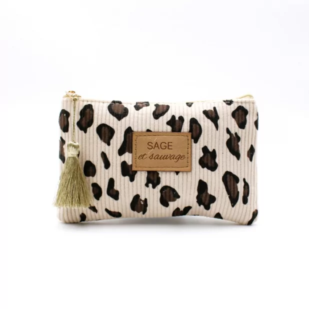 Petite pochette léopard - sage et sauvage