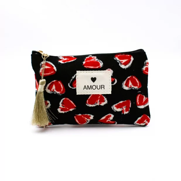 Petite pochette double cœurs - AMOUR