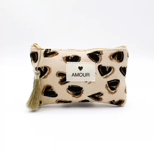 Petite pochette double cœurs - AMOUR