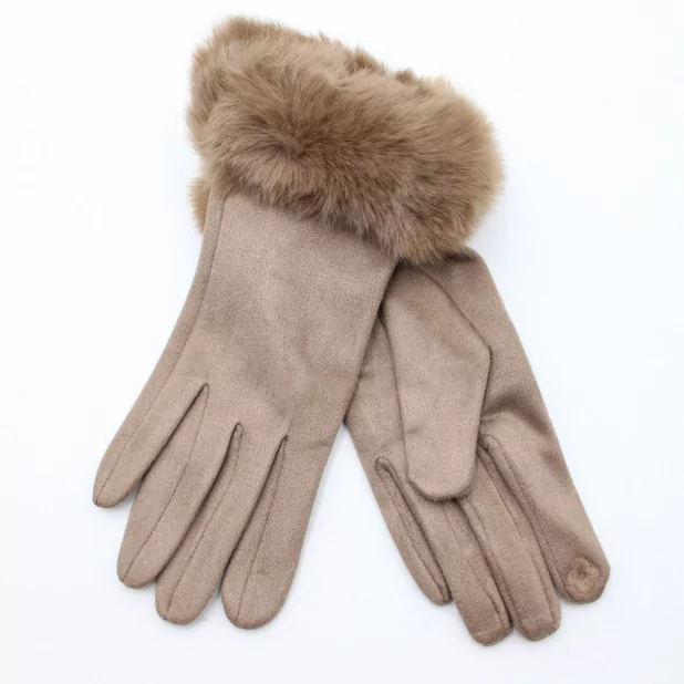 gant suédine avec fausse fourrure