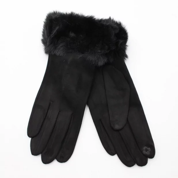 Gant suédine avec fausse fourrure