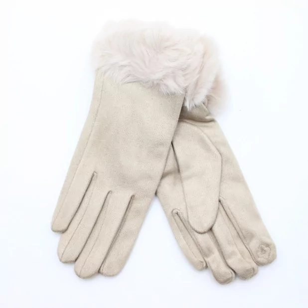 Gant suédine avec fausse fourrure