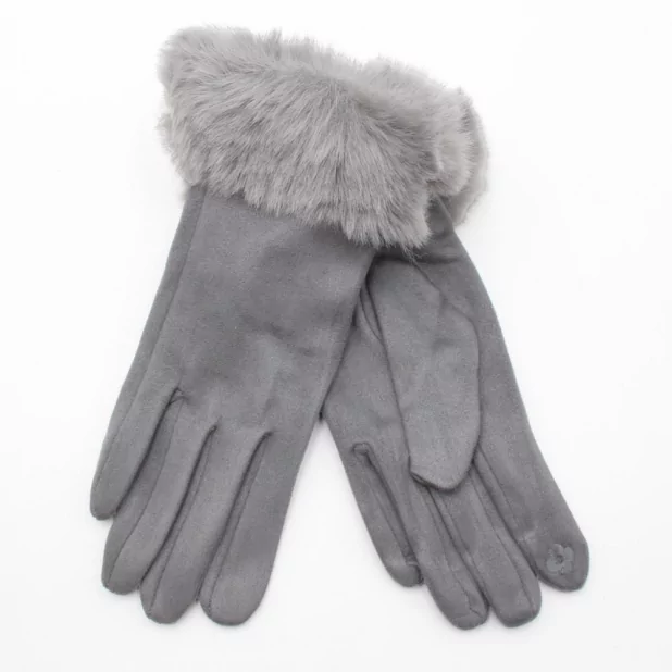 Gant suédine avec fausse fourrure