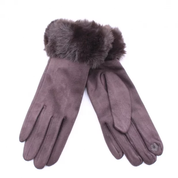 Gant suédine avec fausse fourrure