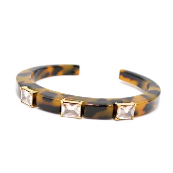 Bracelet manchette léopard avec cristal