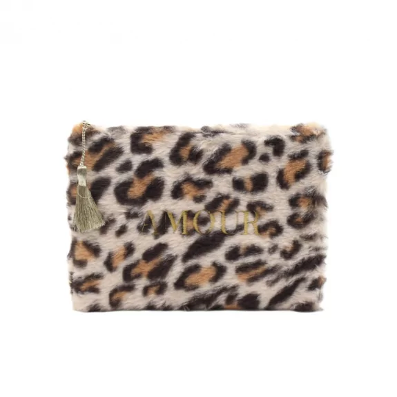 Pochette fourrure message AMOUR