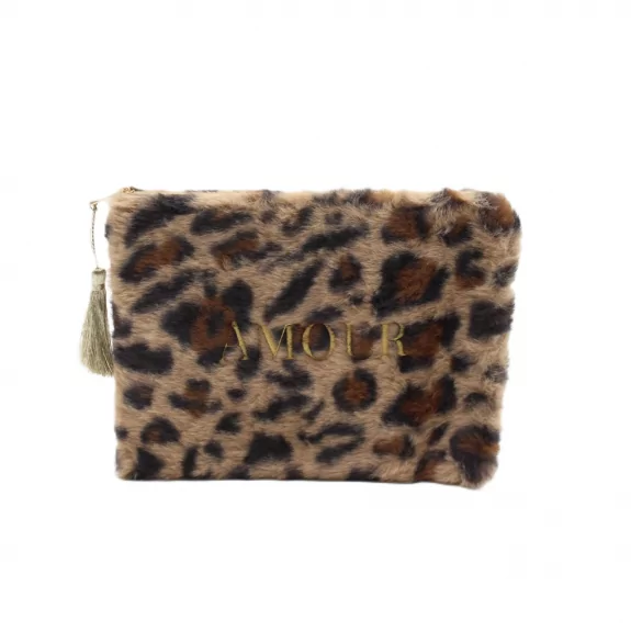 Pochette fourrure message AMOUR