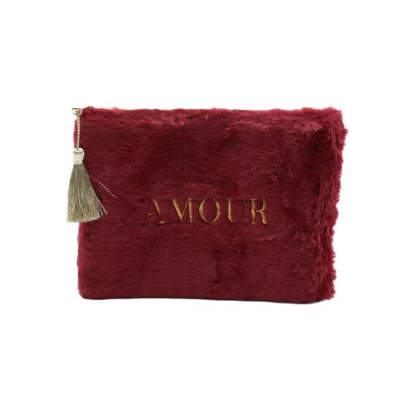 Pochette fourrure message AMOUR