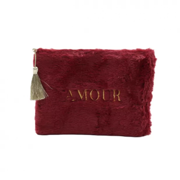 Pochette fourrure message AMOUR