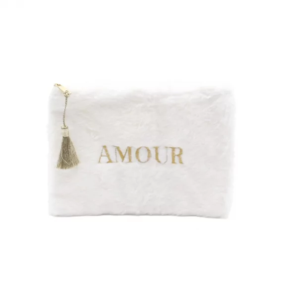 Pochette fourrure message AMOUR