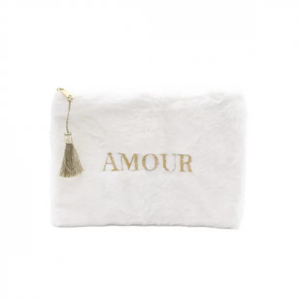 Pochette fourrure message AMOUR