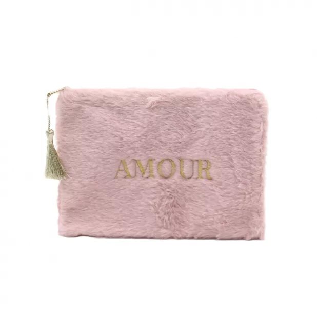 Pochette fourrure message AMOUR