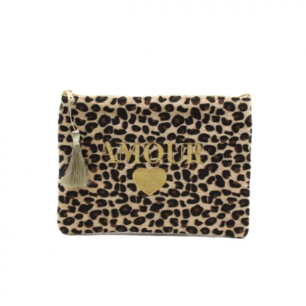Pochette léopard message AMOUR