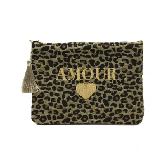 Pochette léopard message AMOUR