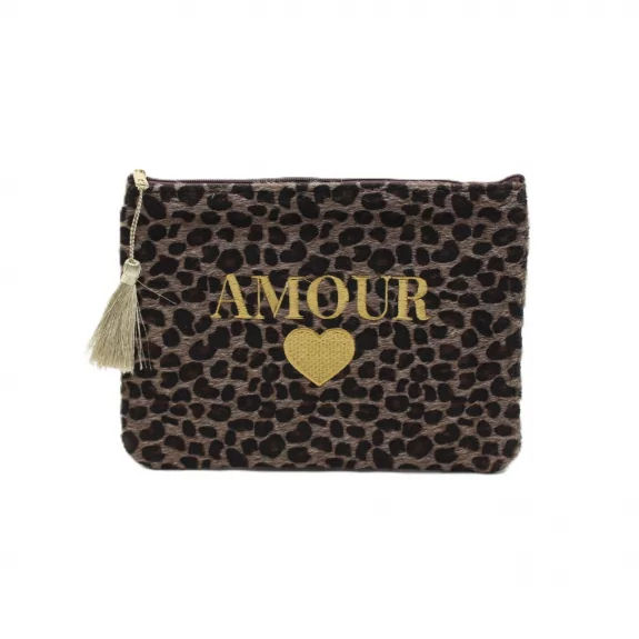 Pochette léopard message AMOUR