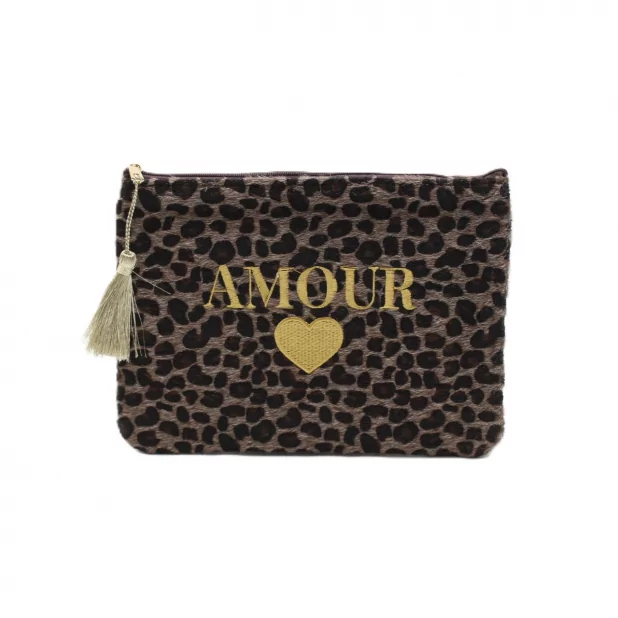Pochette léopard message AMOUR