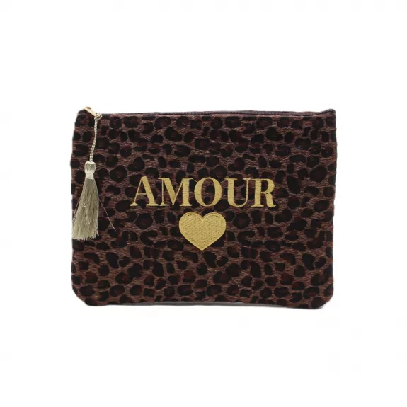 Pochette léopard message AMOUR