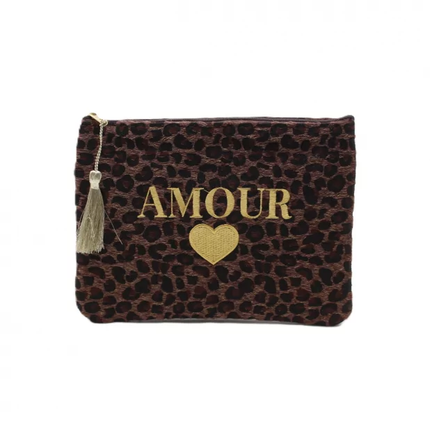 Pochette léopard message AMOUR
