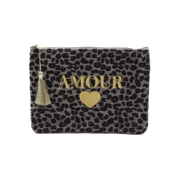 Pochette léopard message AMOUR