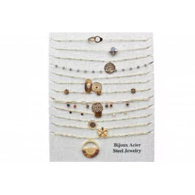 Pack 12 colliers acier inoxydable - doré marron