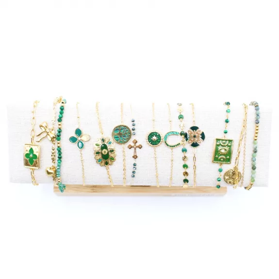 Pack de 12 bracelets acier inoxydable - VERT