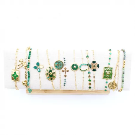 Pack de 12 bracelets acier inoxydable - VERT