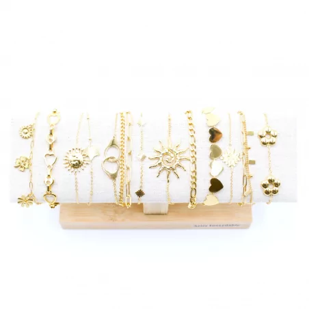 Pack de 12 bracelets acier - doré