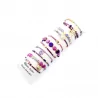 Pack de 12 bracelets cristal de verre et acier - violet