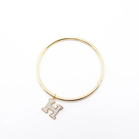 Jonc en acier inoxydable pendentif H