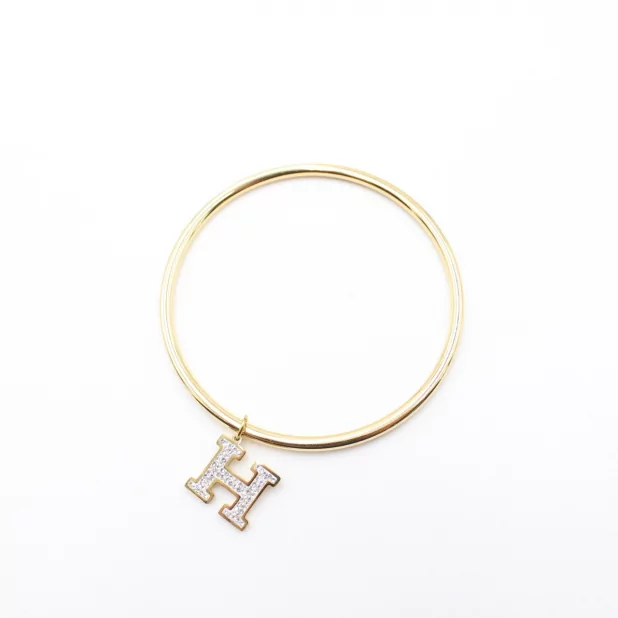 Jonc en acier inoxydable pendentif H