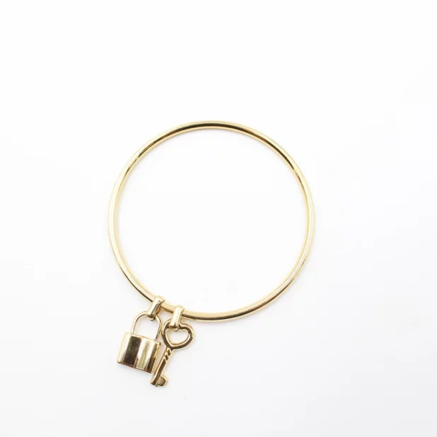 Jonc en acier inoxydable pendentif clef et cadenas