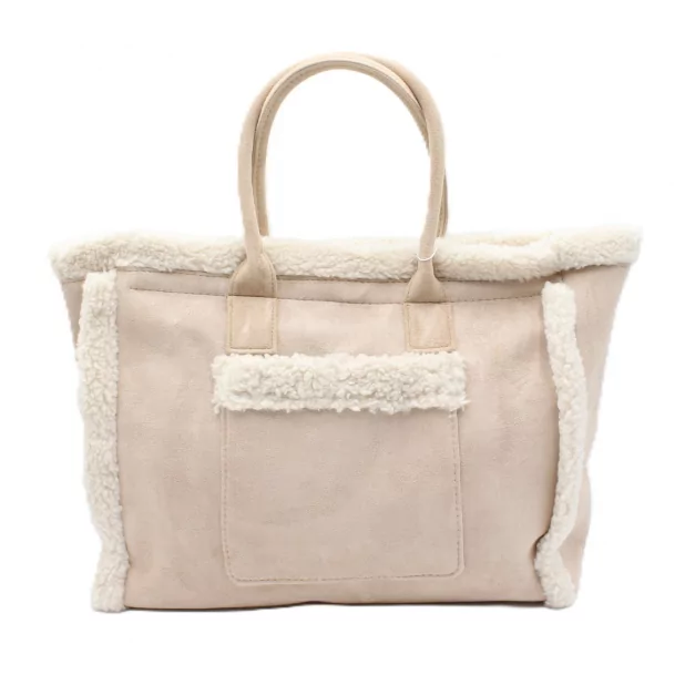 Sac cabas finition moumoute avec poche