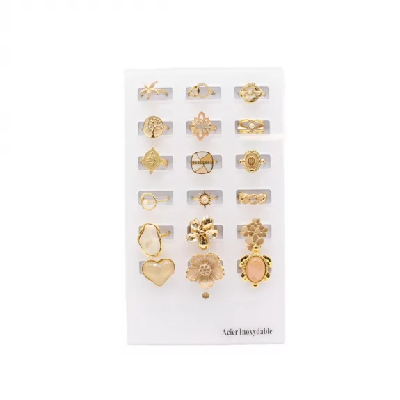 Pack 18 bagues acier inoxydable - NUDE