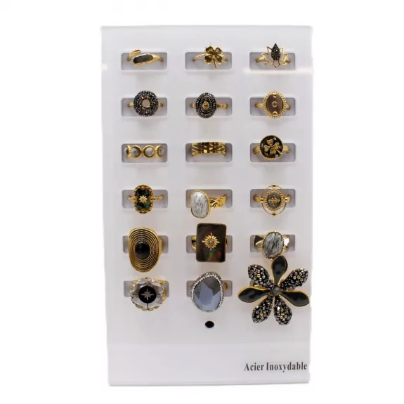 Pack 18 bagues acier inoxydable - gris