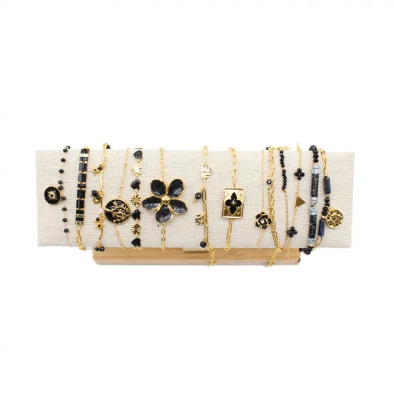Pack de 12 bracelets acier - NOIR