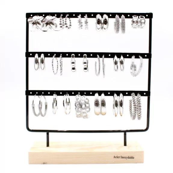 Pack 18 créoles acier inoxydable argenté