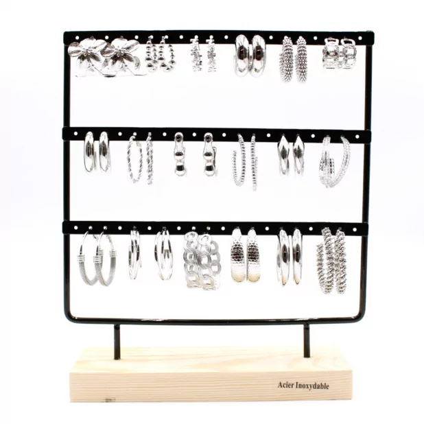 Pack 18 créoles acier inoxydable argenté