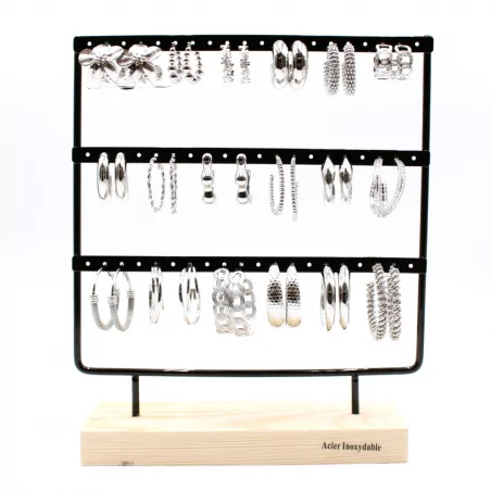 Pack 18 créoles acier inoxydable argenté