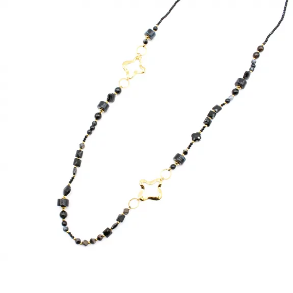 Sautoir tendance cristal noir