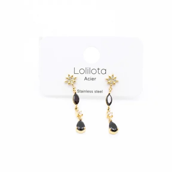 Boucle d'oreille acier - goutte pendante