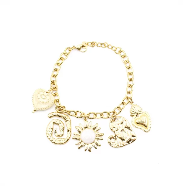 Bracelet acier avec breloques soleil