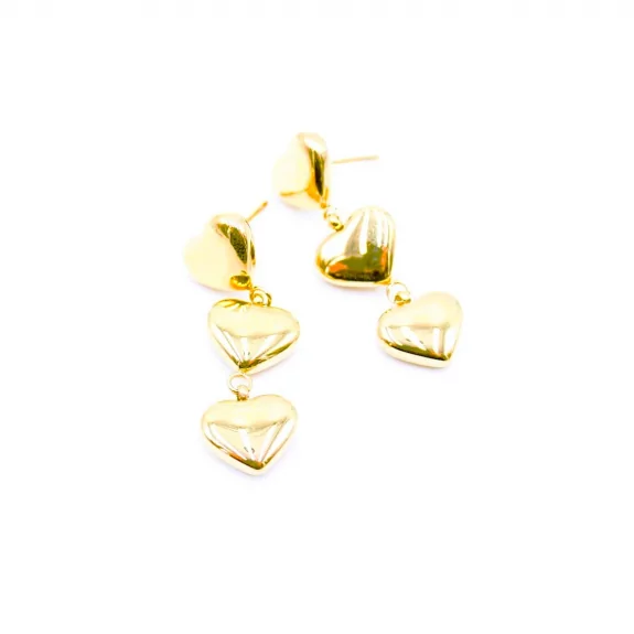 Boucles d'oreilles pendantes 3 cœurs