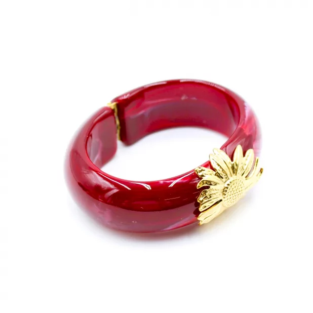 Bracelet tendance résine - fleur acier doré