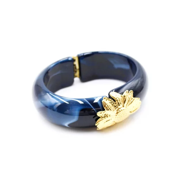 Bracelet tendance résine - fleur acier doré